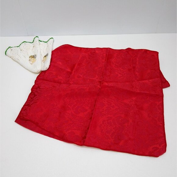 Christmas Napkin Cuffs Red Napkins Sequined Angel Embellishments Circa 1990s - Picture 5 of 6